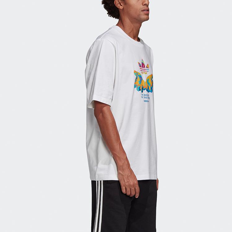 Adidas Футболка Originals Graphic Tee с принтом трилистника для мужчин, белая GK7183