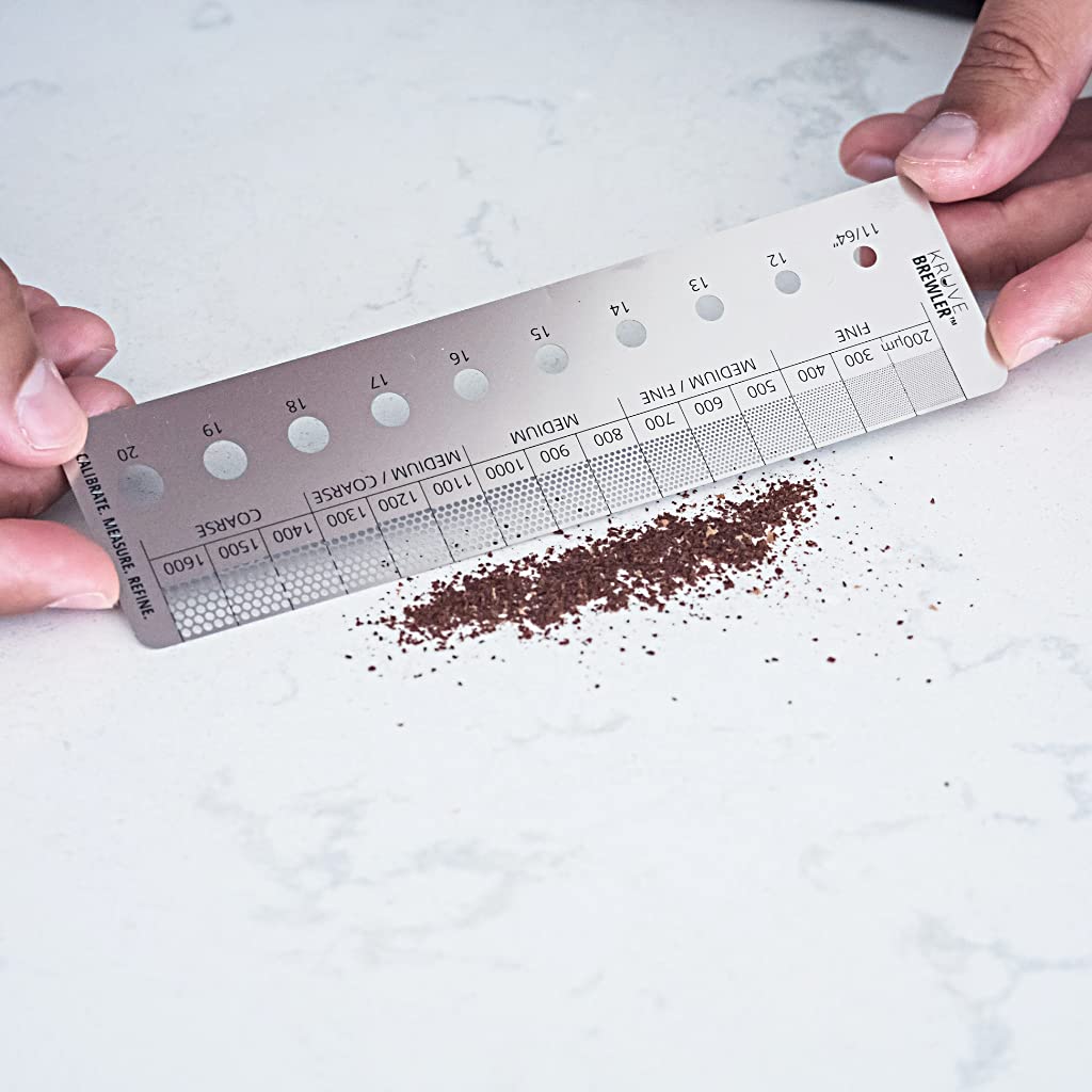 KRUVE Brewler Coffee Grind Ruler - Stainless Steel Coffee Bar Accessories for Home, Coffee Grind Size 200-1600 Microns, Green Bean Grading