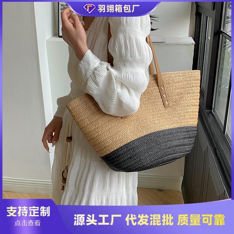 Ретро плетеная сумка из соломы женская новая летняя модная сумка на плечо плетеная пляжная сумка большая вместимость сумка-тоут