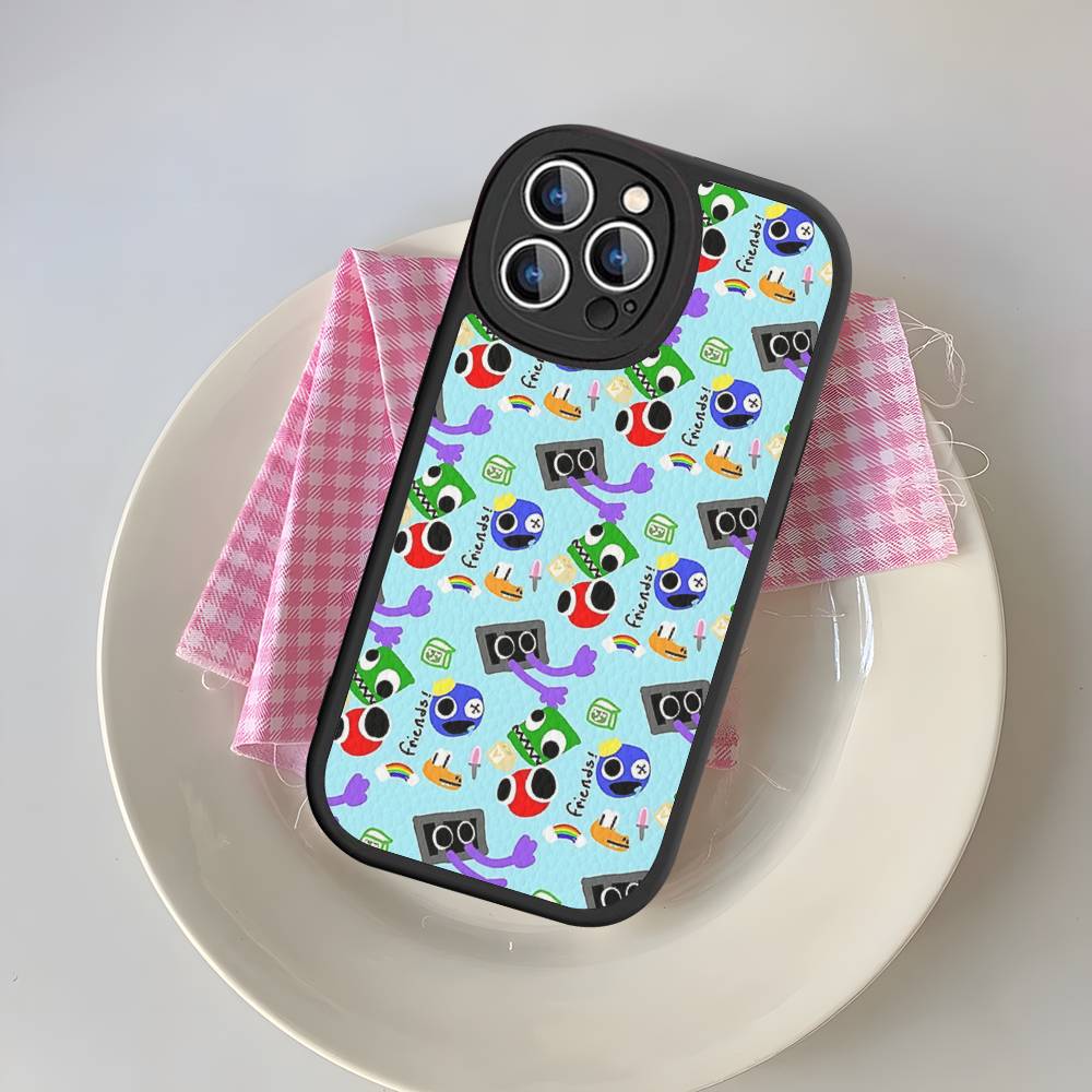 Мультяшный R-Rainbow Friends Для IPhone 16 15 14 13 12 11 Pro Max Plus Кожаный Чехол для Телефона