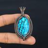 Tibetan Turquoise Pendant, 999 Copper Wire Wrapped Gemstone Jewelry, Handmade Pendant, For Thanksgiving