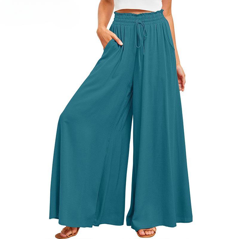 Summer Women Trousers, Casual Wide Leg Trousers, Loose Casual Fashion Trousers Women