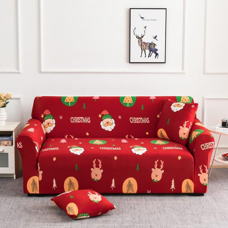 Рождественские эластичные чехлы для дивана для гостиной Funda Sofa Чехол для дивана Защитник для кресла Универсальные накидки на диван Рождественский домашний декор