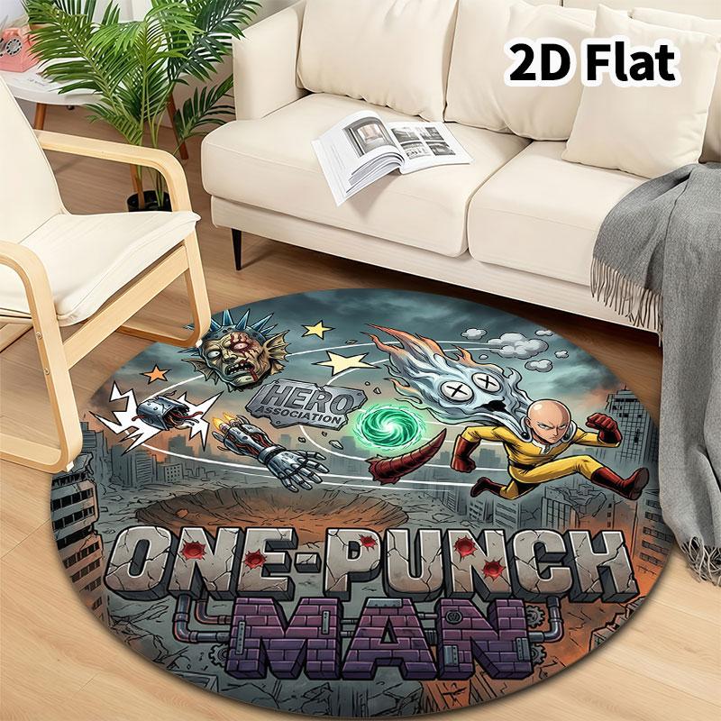 Onepunch Man Round Area Rug Carpet Rug For Living Room Bedroom Sofa Playroom Decor Nonslip Floor Mat
