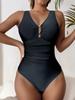 Женский цельный купальник 2026 Новый Черный на бретельке V-образный вырез Сексуальный боди Купальный костюм Монокини Летний с открытой спиной Пляжный купальник Женский