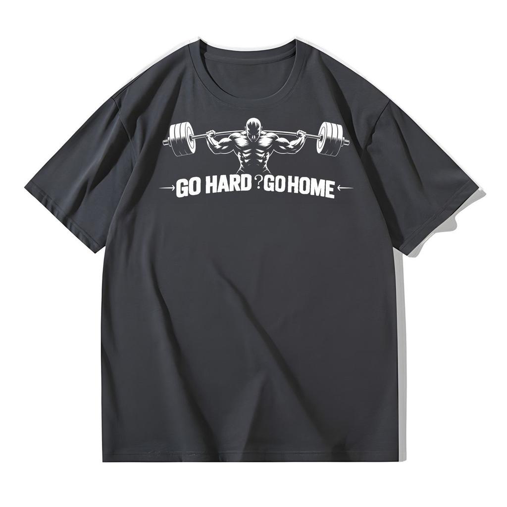 2025 Autumn and Winter Couple Sports Style Pure Cotton T-shirt Muscle Men's Printing Simple and Trend Men's and Women's T-shirt