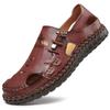 Plus Size Beach Men's Leather Shoes Closed Toe Leather Sandals Casual Hole Summer Cowhide Slippers Summer