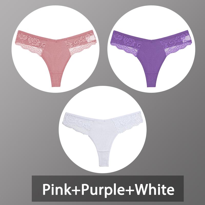 3 шт./компл. женские хлопковые стринги, кружевные трусы-бикини, женские стринги, нижнее белье, мягкие трусики-стринги, женское нижнее белье S-XL