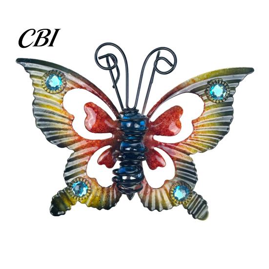 Stained Glass Style Dragonfly Decor Butterfly/Dragonfly Decorations for Flower Pots, Metal And Painted Hanging Dynamic Kinetic Garden Sculptures