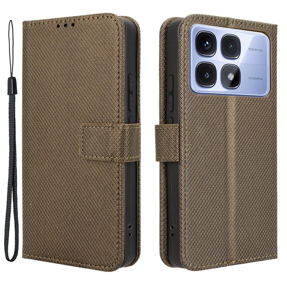 For Xiaomi Redmi K70 Ultra Phone Stand Case Diamond Texture PU Leather Cover Wallet