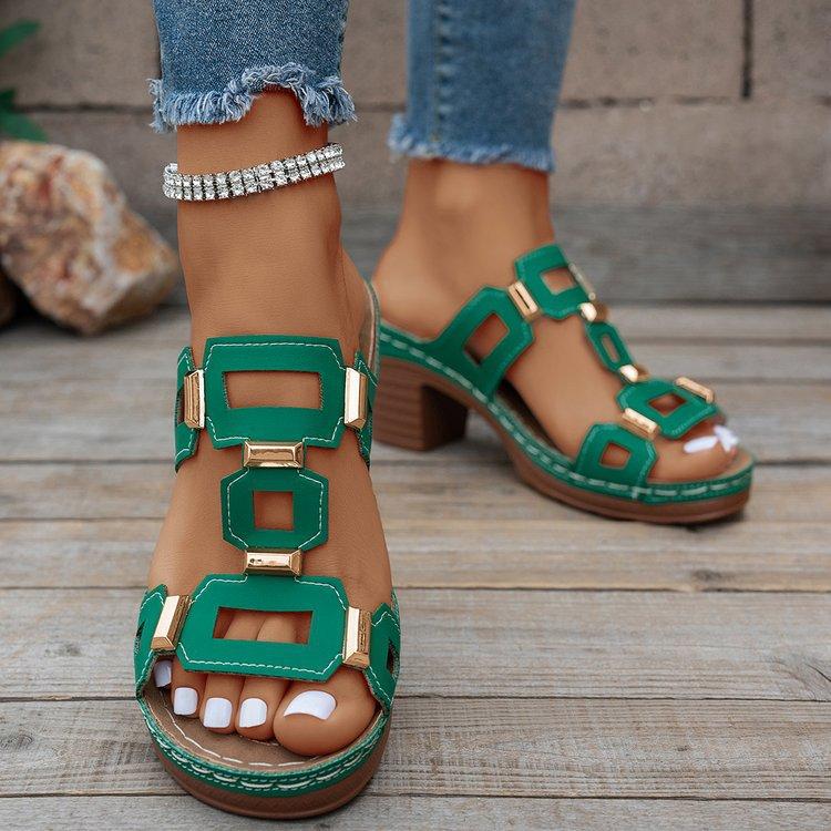 Женские босоножки на блочном каблуке с открытым носком — стильные туфли без шнуровки для выхода в свет и повседневной летней одежды