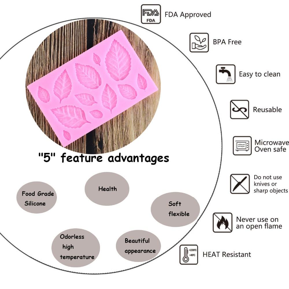 Силиконовая форма с листьями, форма для конфет, помадки, инструмент для украшения торта, изготовление цветов, формы для листьев розы
