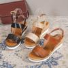 Модные летние босоножки на танкетке для женщин, сандалии на платформе с пряжкой, римские босоножки, женские с открытым носком, толстая подошва, нескользящие босоножки, большие размеры 36-43