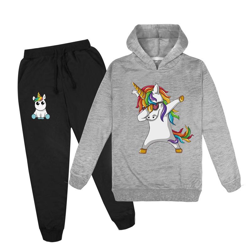 Kids Boys Girls Cute DAB Unicorn Hoodies Pants Suit Cartoon Children's Clothing Sweatshirts Casual Fashion Pullover