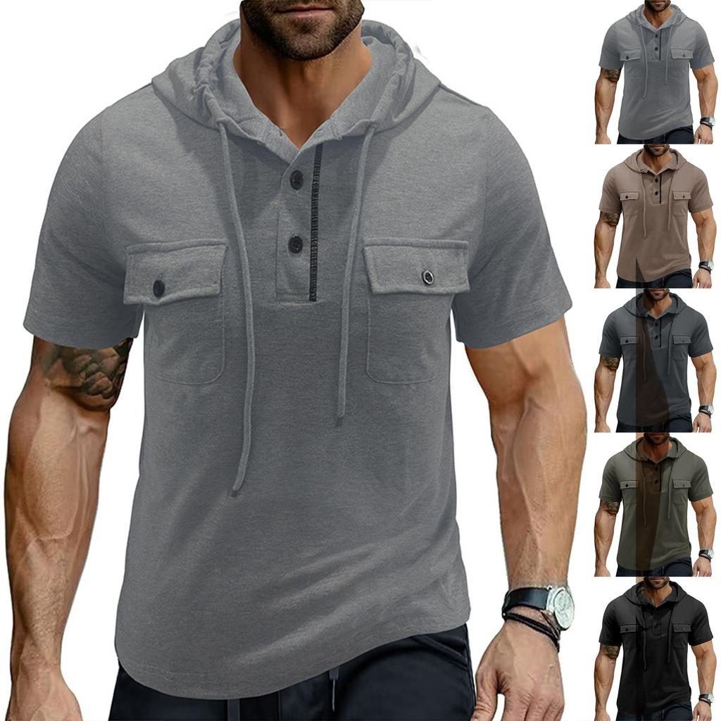 Мужская уличная шапка с короткими рукавами, веревка, двойной карман, толстовка с капюшоном, футболка