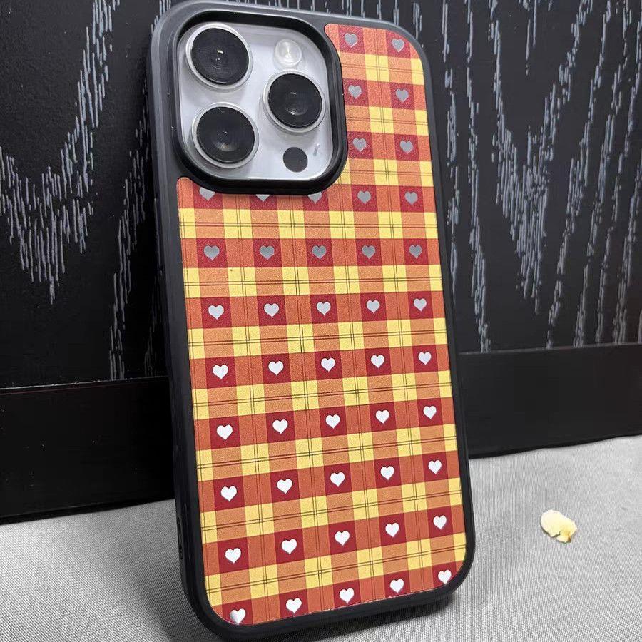 Цветная клетка любовь Чехол для мобильного телефона Apple 11promax 11pro клетка большое отверстие черный край стекло защита от падения простой