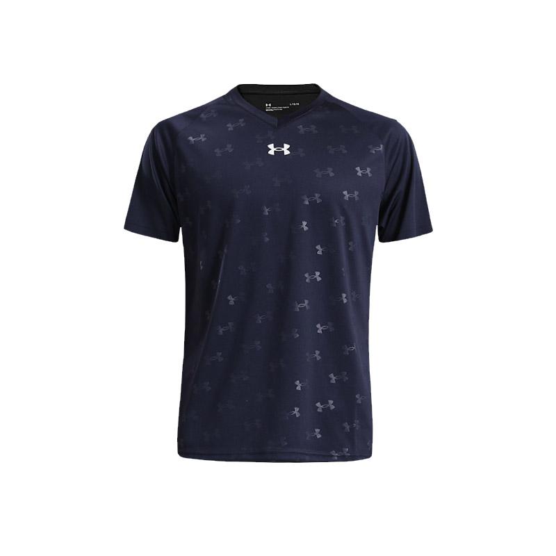 Under Armour Свободный крой с V-образным вырезом, быстросохнущая дышащая футболка с коротким рукавом, унисекс, топы, темно-синие 21500531-409