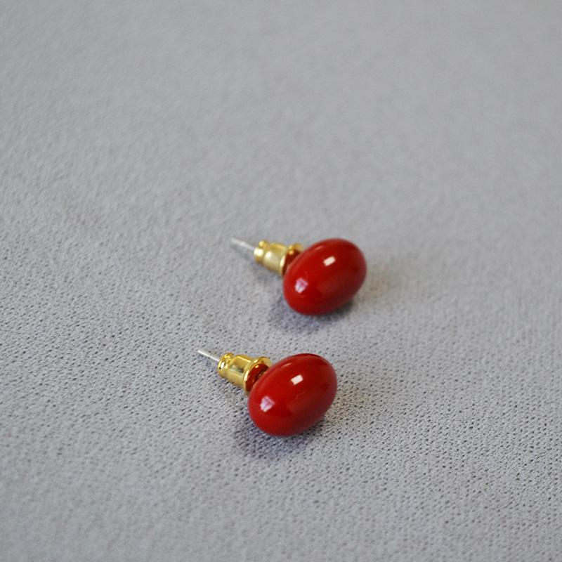 Серьги из серебра 925 пробы с эмалью из бобов акации в японском и корейском стиле в стиле ретро для женщин