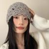 Solid Color Crochet Flower Hat Handmade Beanies Cap Sweet Knitted Pullover Hat  Girls