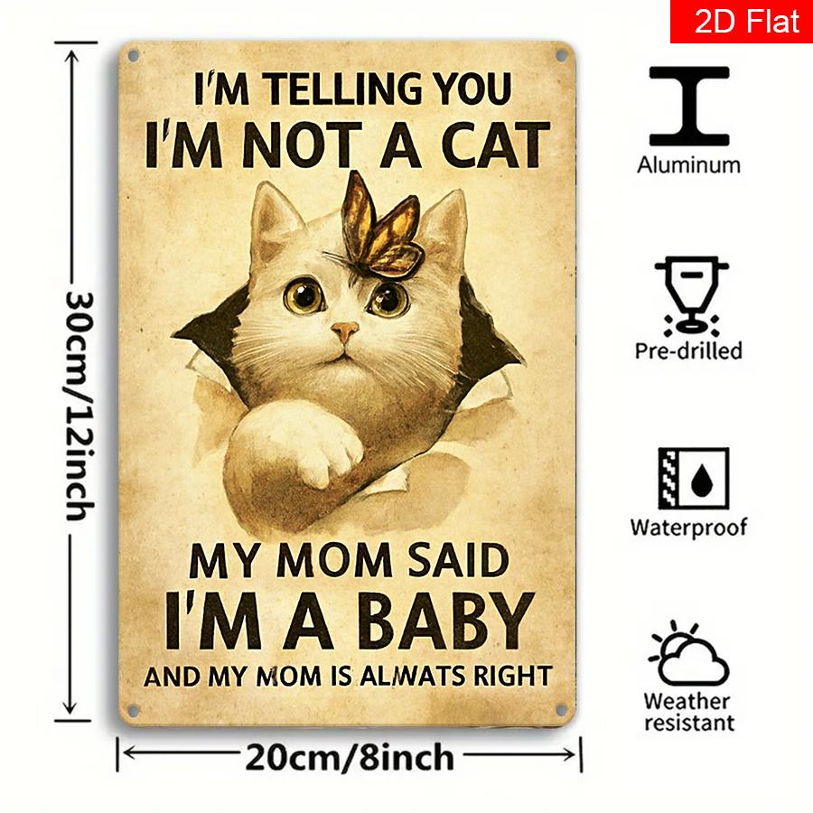 D Modern Humorous Cat Art Poster Rustic Farmhouse Metal Wall Decor Bedroom Living Room Bathroom Garden