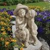 Sitting Immortal Statue Resin Ornament Porch Sculpture Courtyard Crafts Little Boys and Girls Kiss Statue Crafts Grey