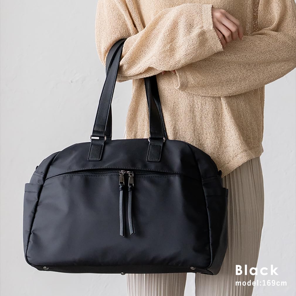 Vita Felice Nylon Boston Bag for Women [VITAFELICE] 14-pocket Inb-10145z (black)