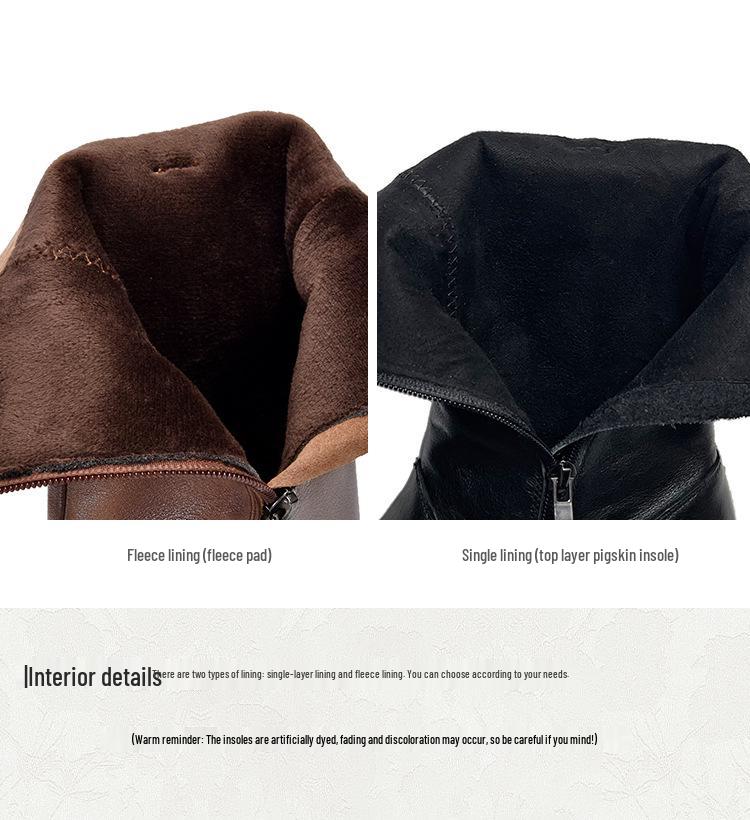 Ботинки-жокеи из натуральной кожи до середины икры с боковой молнией, женские ботинки на среднем каблуке из коровьей кожи с флисовой подкладкой, осень/зима 2025.