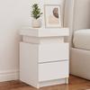 VidaXL Bedside Table with LED Lights, Bedside Cabinet with Storage, Nightstand, Night Cabinet, Modern, White Wood 836749