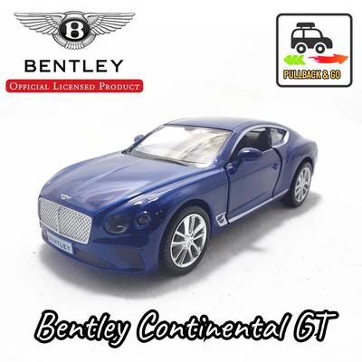 1/36 Bentley Continental GT Pullback Игрушечная модель автомобиля Официальная лицензированная масштабная реплика Металлическая литая миниатюрная художественная модель Рождественский подарок для мальчика
