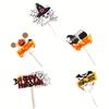 10 Ghost Cake Inserting Halloween Treat Picks with Spider Web Decoration and a Set of 50 Halloween Theme Cake Cups