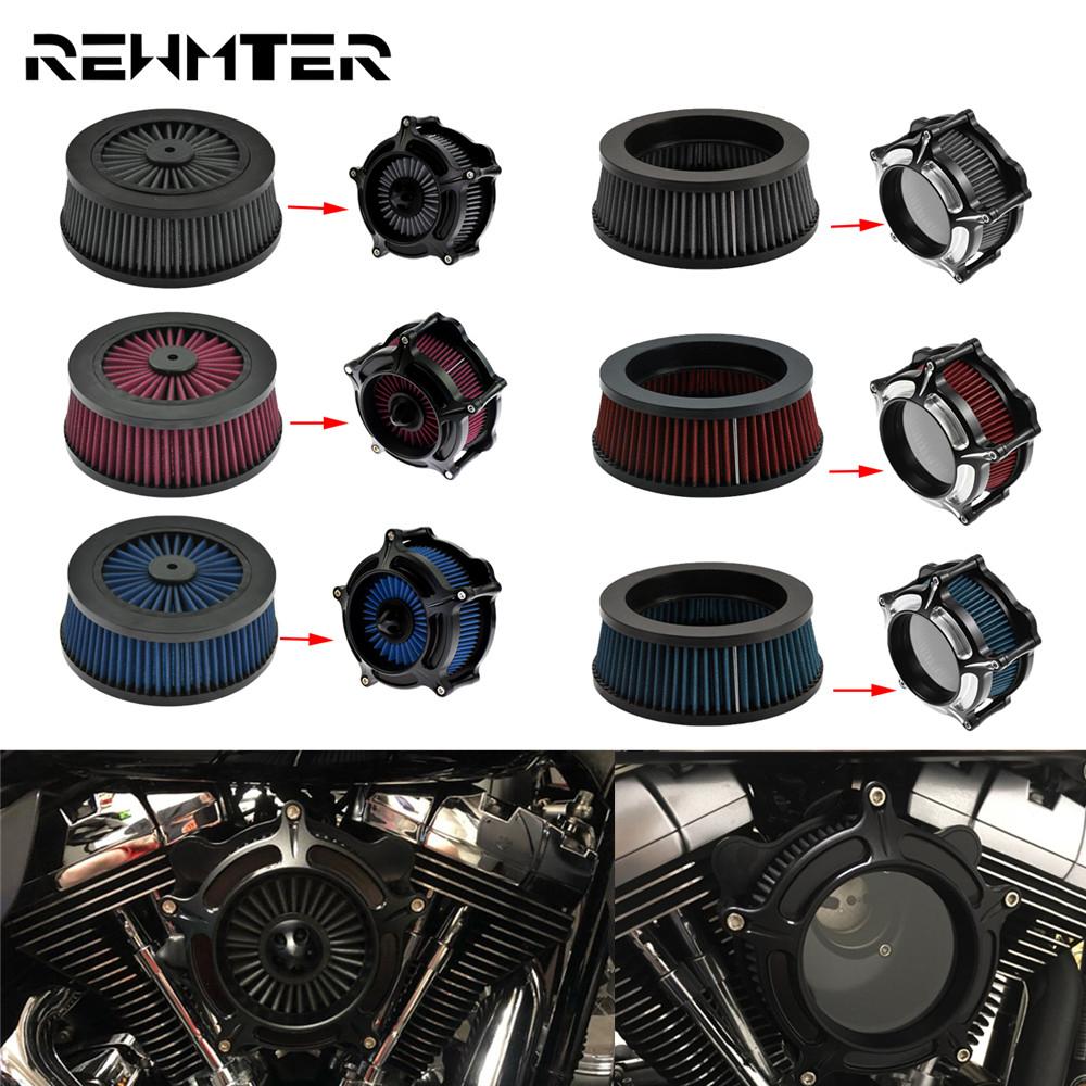 Motorcycle Air Filter Element Repalecment Intake Cleaner Grey/Red/Blue For Harley Dyna Softail Touring Sportster XL Road King