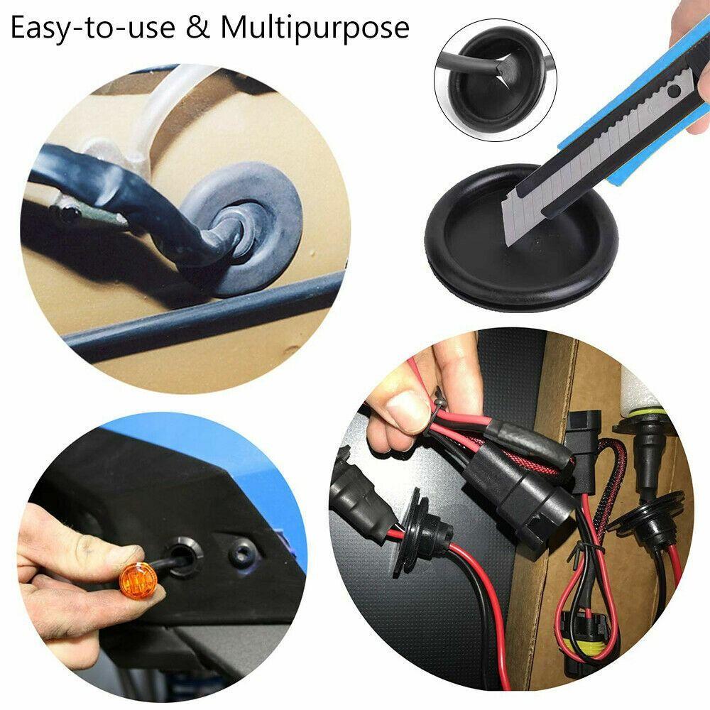 200Pcs Closed Hole Plugs Rubber Grommets Black Washers for Wiring NEW Firewall Grommet