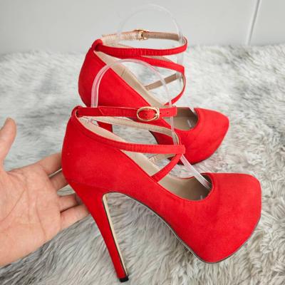 Большой размер 44 элегантные женские туфли-лодочки сексуальные туфли с круглым носком и открытой пяткой на очень высоком каблуке на платформе и шпильках для вечеринок, свадеб и банкетов