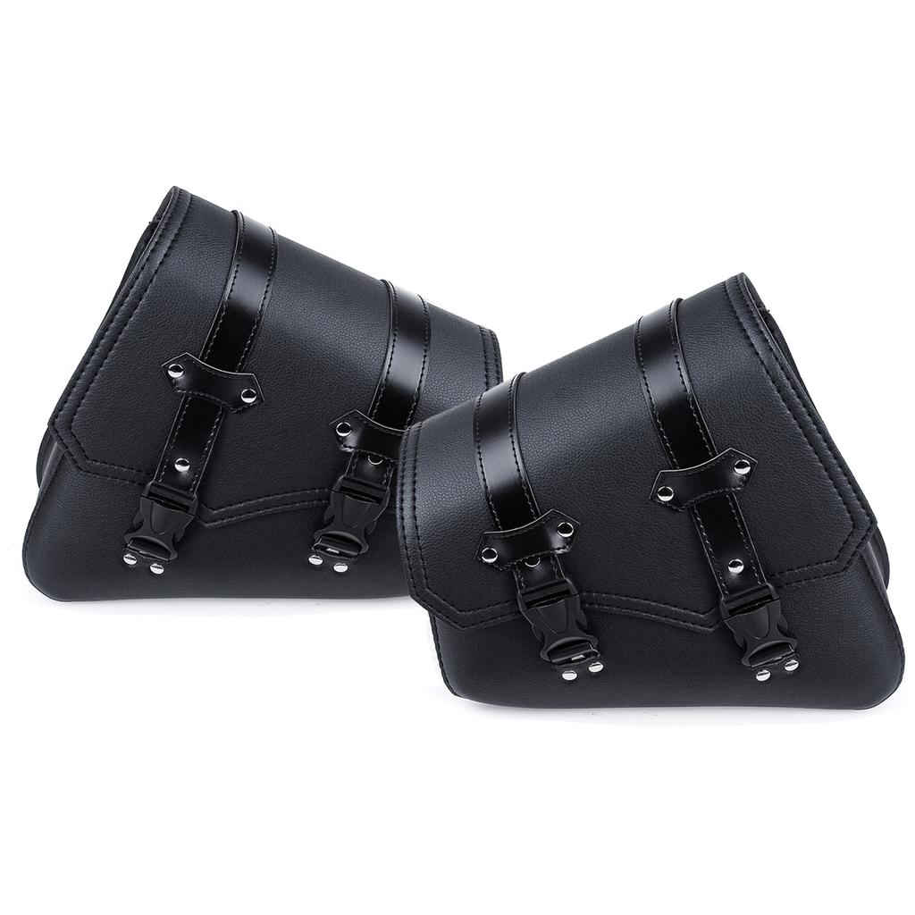 Left / Right or Both Side Motorcycle Saddlebags Side Tool Bag PU Leather Luggage Saddle Bag Pouch Black Universal