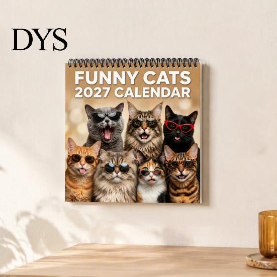 Special Date Reminder 2027 Funny Cat Wall Calendar, 12-Month Humorous Quotes & Photos Office Hanging Calendar Planner with Dates, Cute Decor Gift for