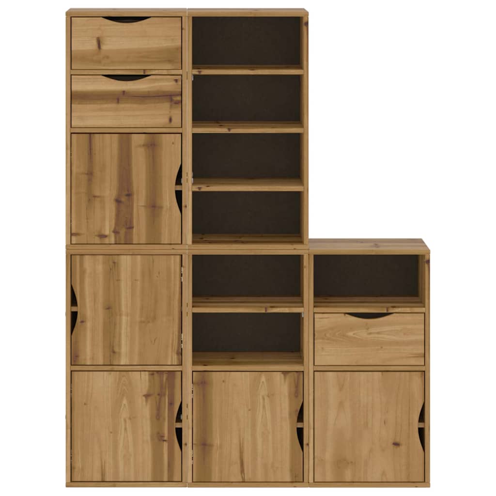 Side Cabinets 5 Pcs ODDA 40x24x79 cm Solid Pine Wood