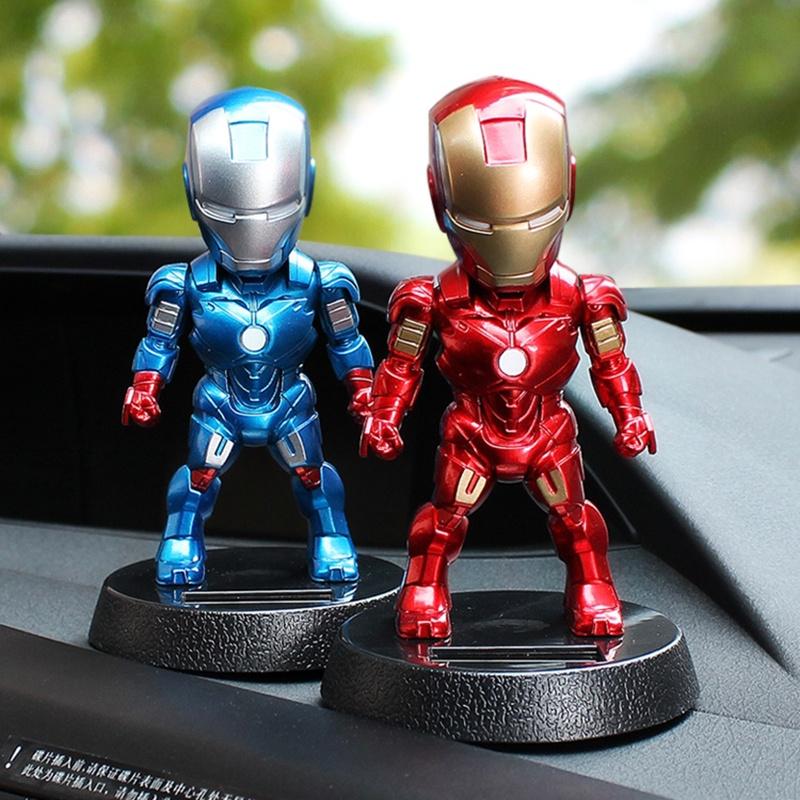 Shaking The Head Marrie Couple Car Decoration Toy With Vibrant Red And Blue Iron Man Design