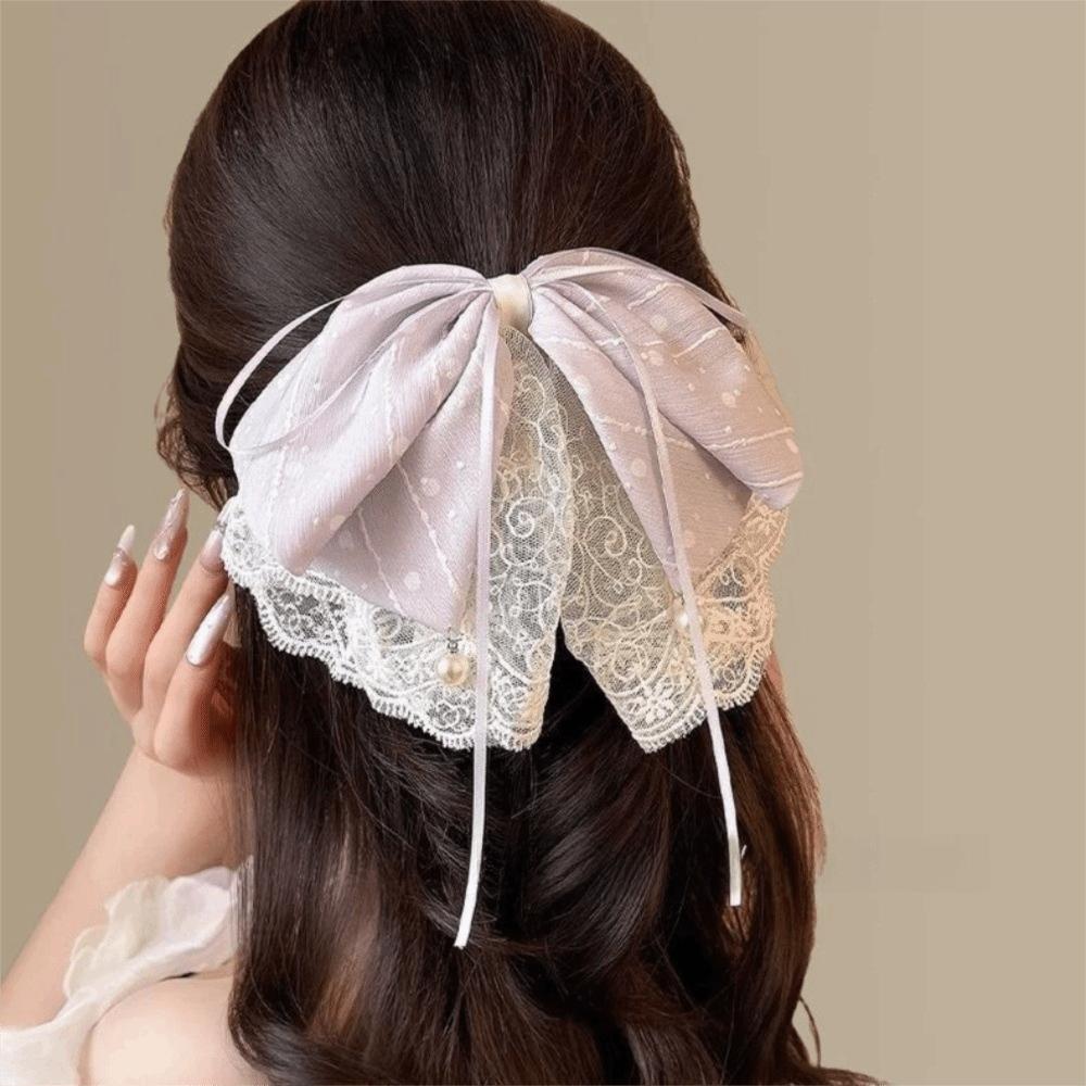 Headwear Ponytail Clip Hair Accessory Hair Grip Clip Vintage Lace Bow Hair Clip Women