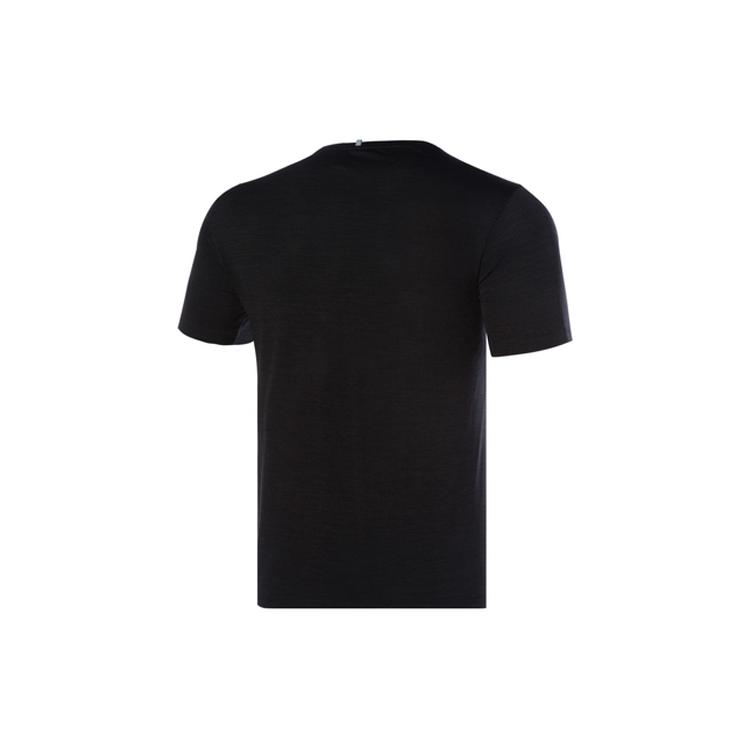 Li Ning Running Collection T Shirts Men's Black Crew Neck Moderate Straight Fit ATSQ065-1