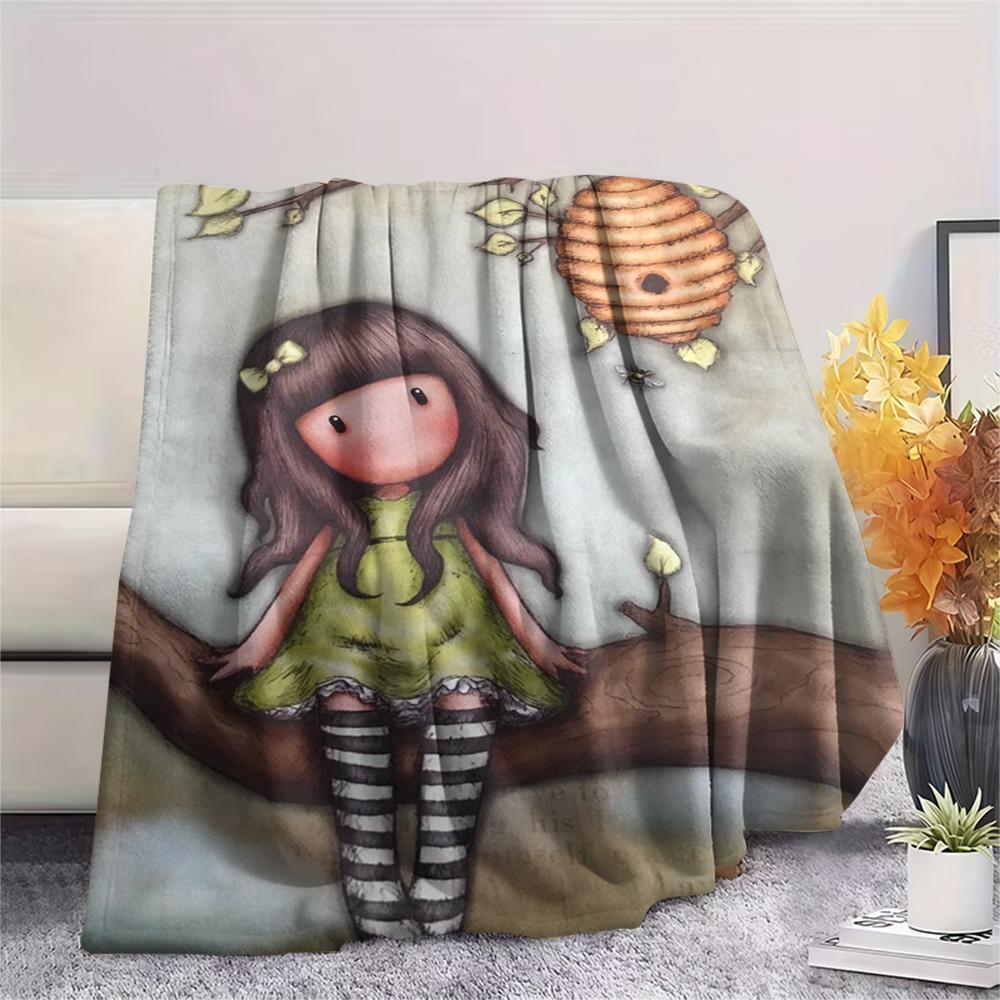 1PC Santoro Print Flannel Blanket, High quality Comfortable for All Seasons, Home Decor, Warmth and Comfort, Perfect for Christmas Gifts141
