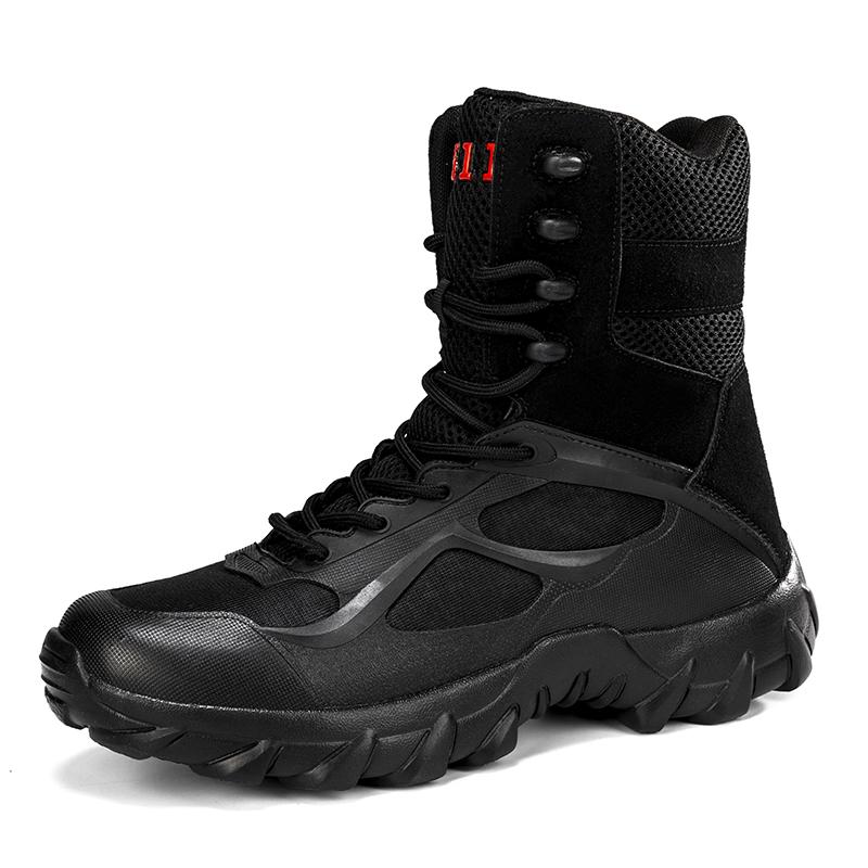 Outdoor High-top Boots Men Shock-absorbing Anti-slip Combat Boots Men Soft Wear-resistant Lace-up Comfortable Hiking Shoes Men