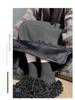 Deep Gray Woolen High Waist A-line Ruffle Skirt for Women - Autumn/Winter Collection