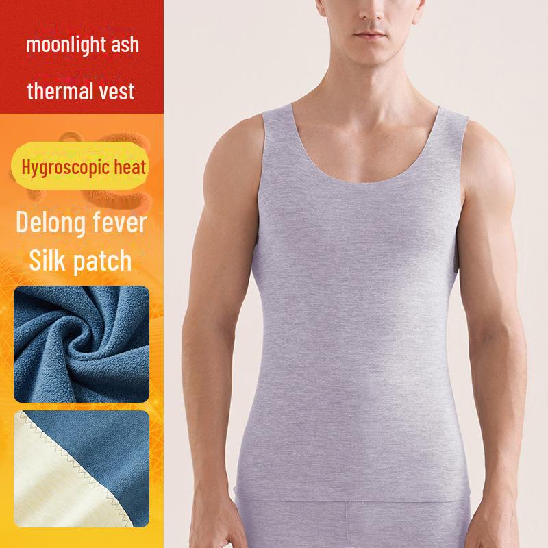 Мужской жилет без рукавов из шелкового кашемира с нашивкой и толстым бархатом