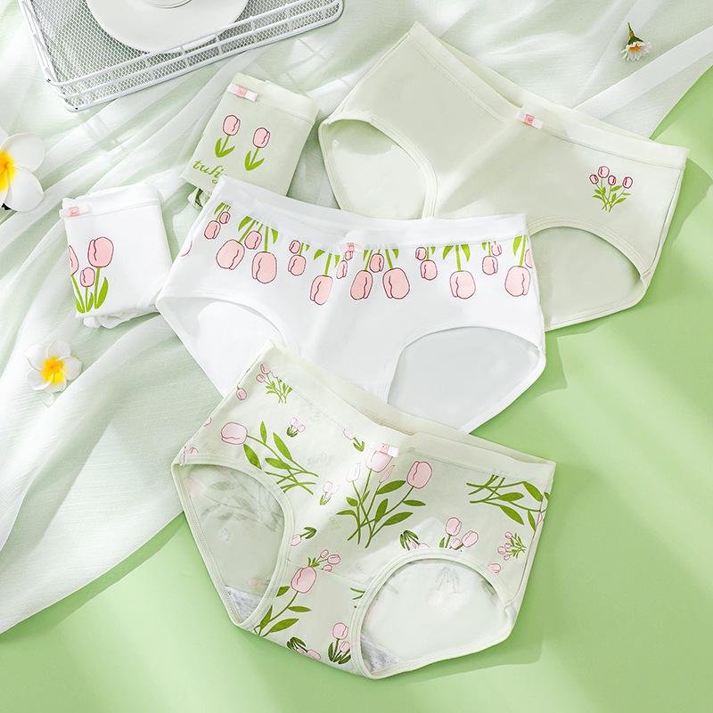 5 шт./компл., хлопковые женские трусики, дышащее нижнее белье, милые трусы с принтом для девочек, нижнее белье с низкой талией