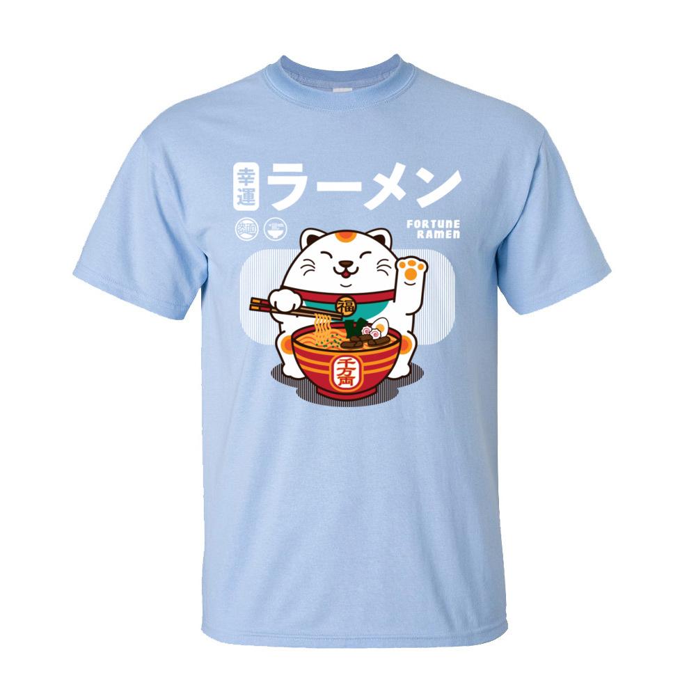 Fortune Ramen 100 Cotton Men Short Sleeve T Shirt Normal SummerAutumn TShirt Sweatshirts Cute Cat Noodle Tshirt