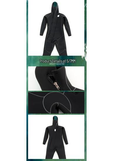 Unisex Hooded Wetsuit 7/5/3MM - Warm Winter Swimming, Surfing & Snorkeling Suit