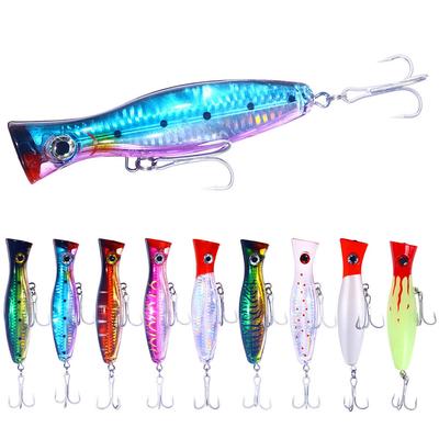 Рыболовные приманки Topwater Popper Bait Жесткая наживка Искусственные воблеры Пластиковые рыболовные снасти с крючками
