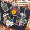 Handmade Transparent Dried Flower Bookmarks with Embossed Leaves - Spring Collection with Mini Bottles