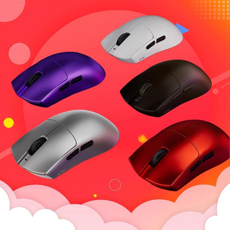 Мышь ATK X1 V2 Ultimate 2.0 Беспроводная Paw3950 Utrla 54г Легкая 750ips 0.163мс Низкая задержка 650ips Игровая Новый Аксессуар Подарки