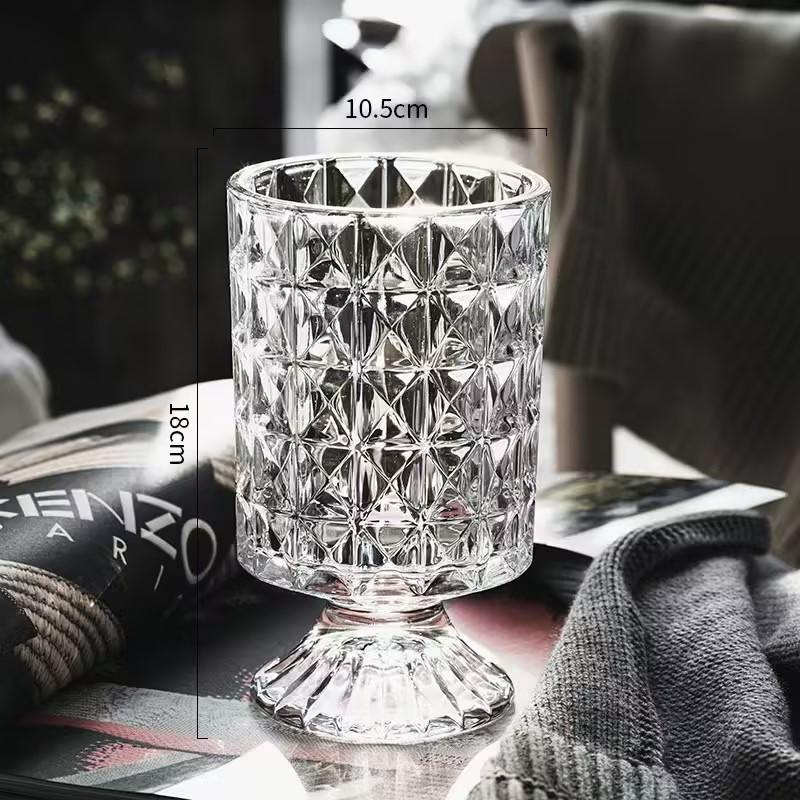 Европейская стеклянная ваза на высокой ножке: Креативный гидропонный прозрачный дизайн для элегантного домашнего декора